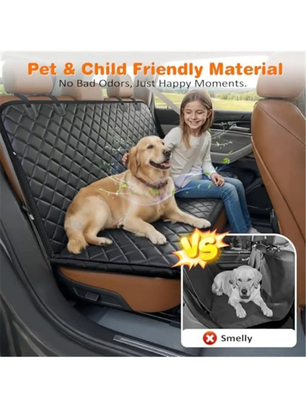 4 in 1 Dog Car Seat Cover for Back Seat, Waterproof Hammock